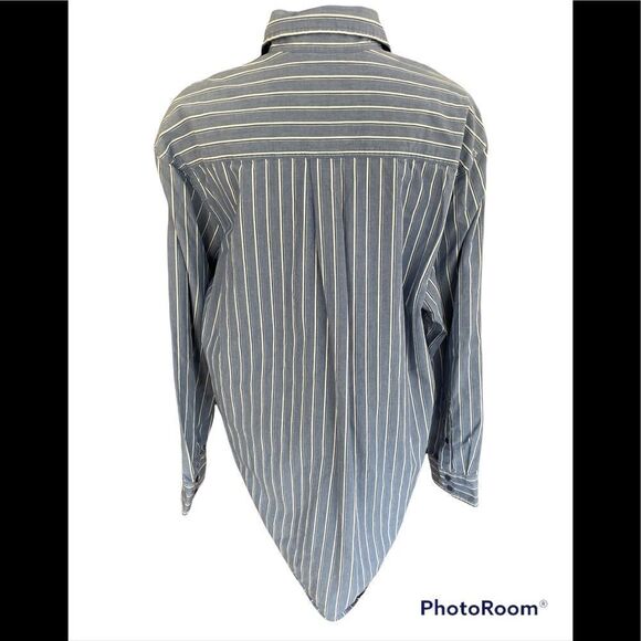 Timberland blue/white striped button down shirt with gingham accents inside sz M - Picture 5 of 6